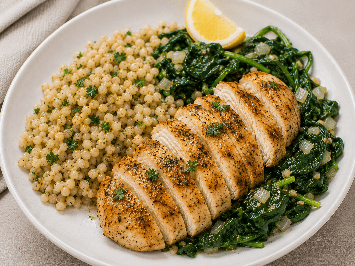 Garlic Herb Chicken & Spinach Plate